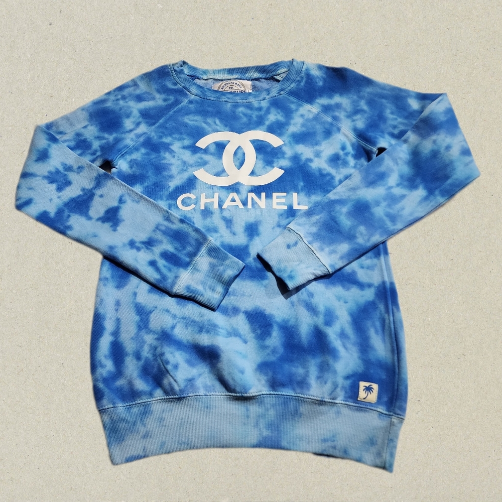Pop Surf Women's Blue Tie Dye Pullover Hoodie Size Medium